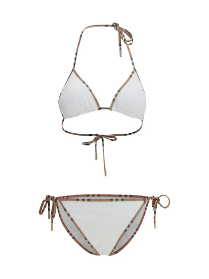 Triangle Bikini Check Detail White