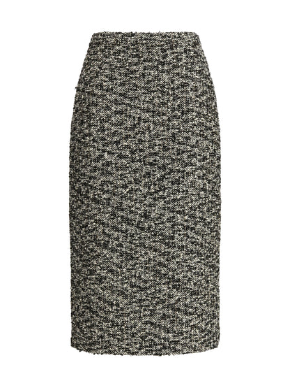 Midi Skirt Laminated Bouclé Black/White/Multicolour