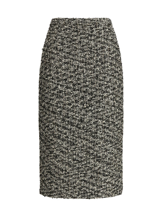 Midi Skirt Laminated Bouclé Black/White/Multicolour