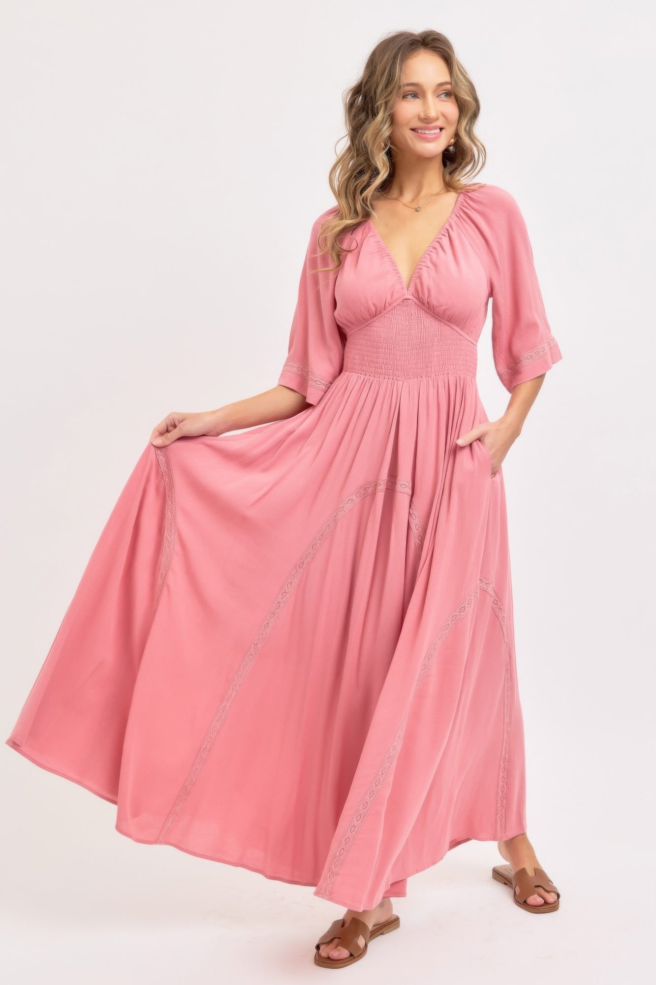 romantic flowy dress Modest Flowy Tulle Gray Romantic Prom Dress with Lace Top GDC1229