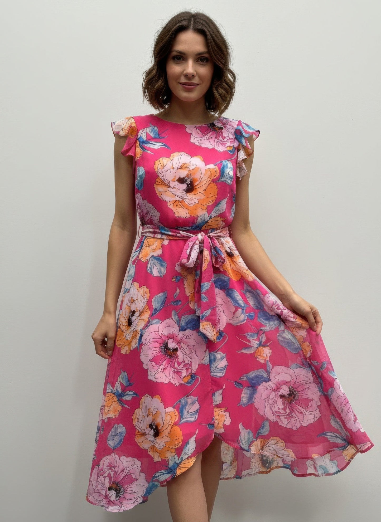 Shelby & Palmer Floral Ruffled Sleeve