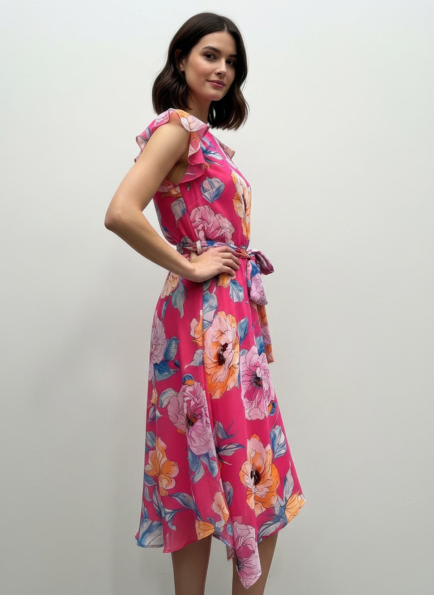 Shelby & Palmer Floral Ruffled Sleeve