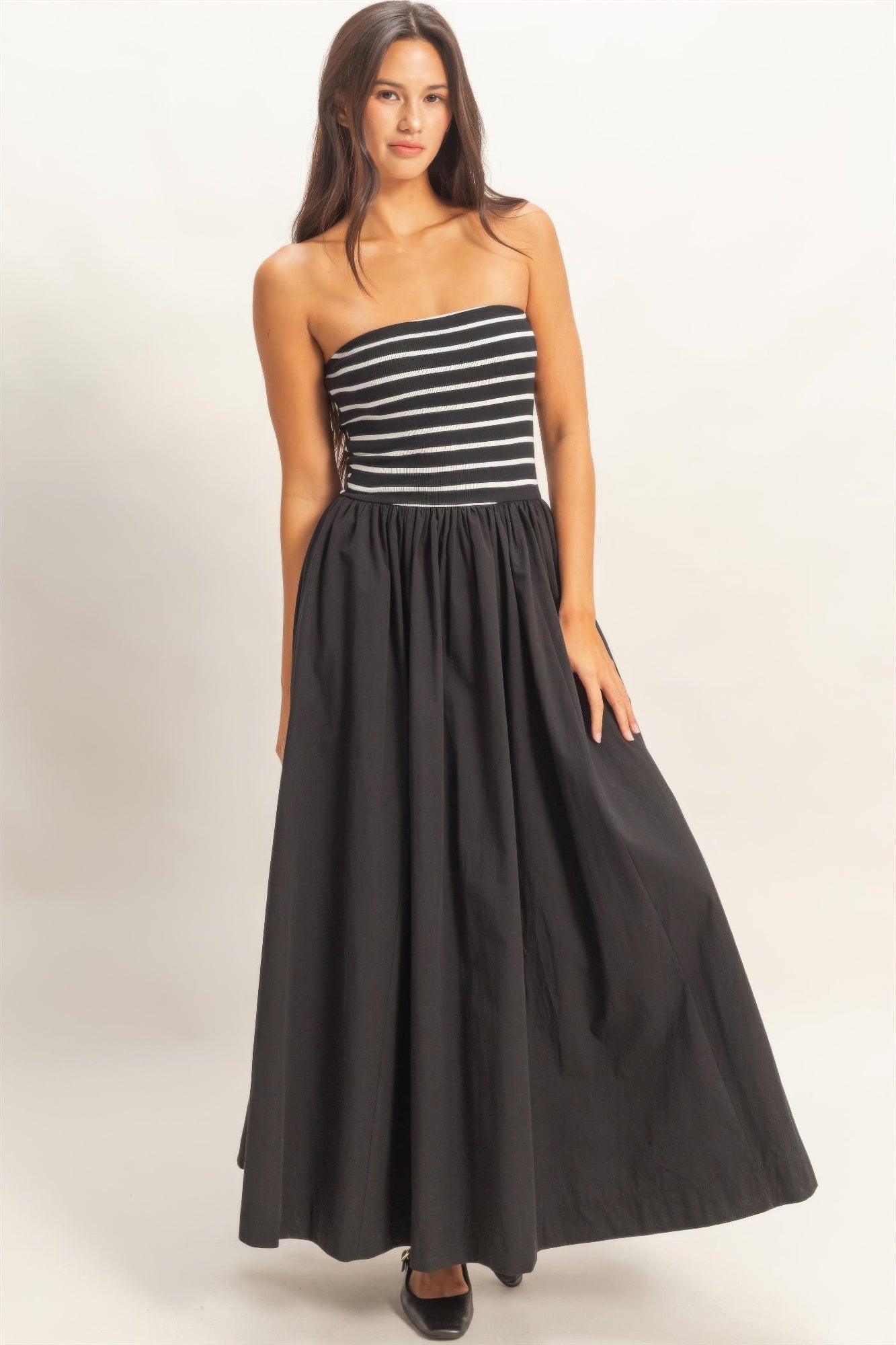 strapless midi dress flowy Flowy Strapless Midi Dress | Palm Paradise Print | XS