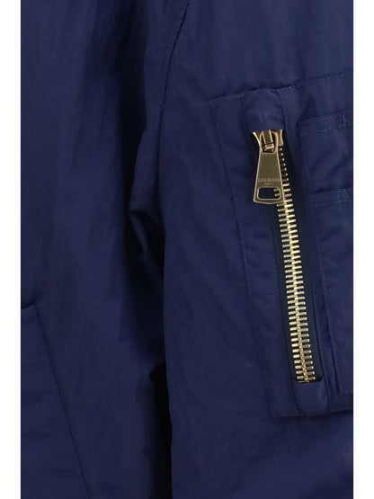 Nylon Bomber Jacket With Embroidered Back