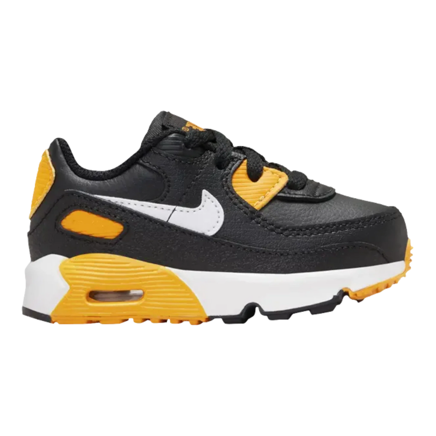 Nike Air Max 90 LTR Baby/Toddler (TD) Sneakers — Black/University Gold Leather Low-Top