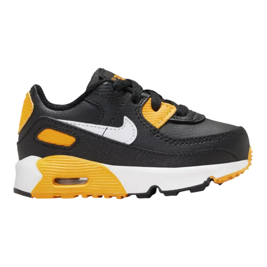 Nike Air Max 90 LTR Baby/Toddler (TD) Sneakers — Black/University Gold Leather Low-Top