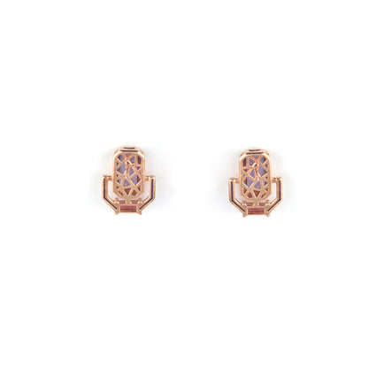Emerald Cut Purple Amethyst Silver Stud Earrings