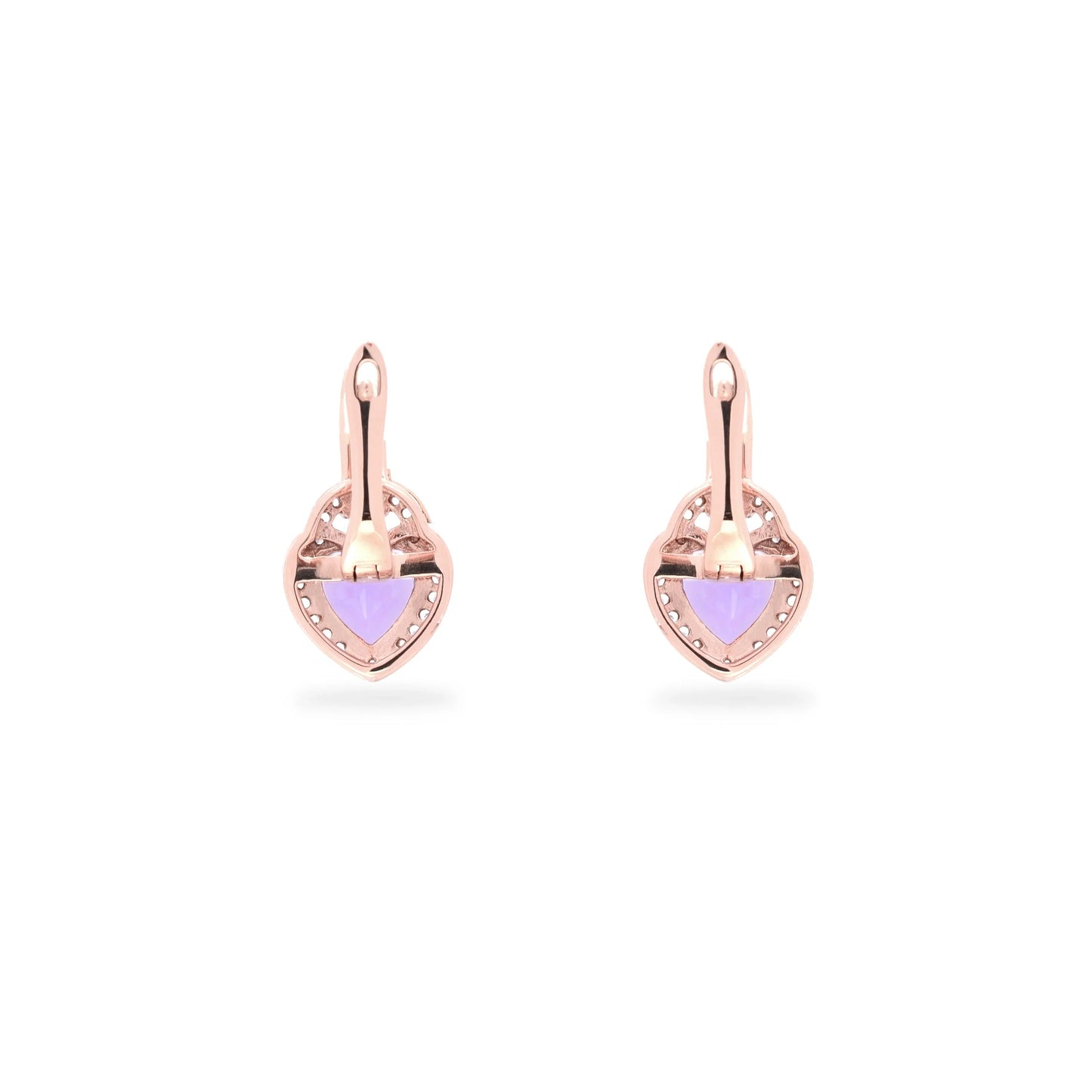 Natural Amethyst Heart Leverback Silver Drop Earrings