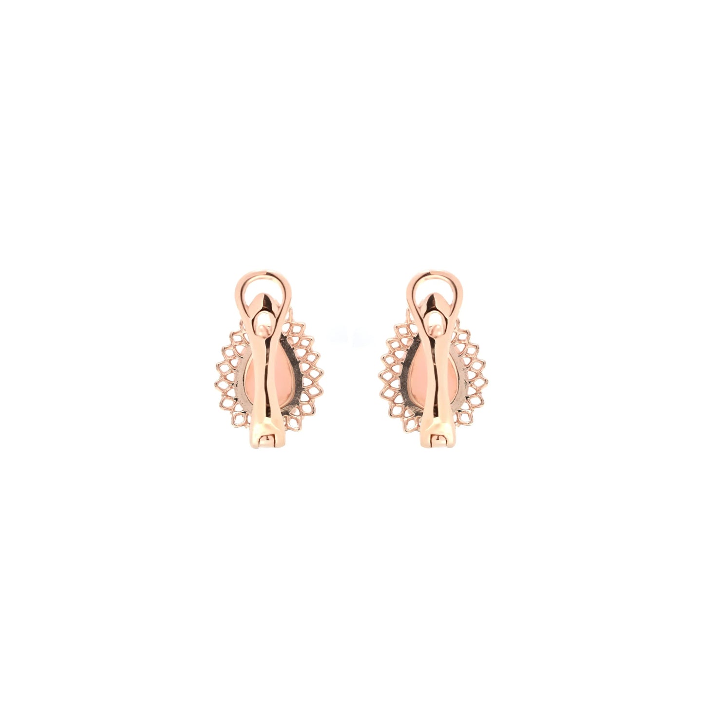Natural Pink Opal Leverback Silver Earrings