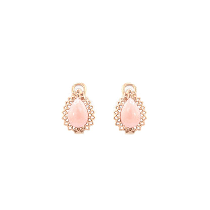 Natural Pink Opal Leverback Silver Earrings