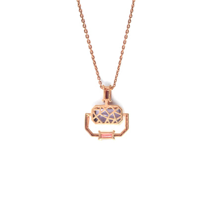 Rose Gold Emerald Cut Natural Amethyst Pendant Necklace