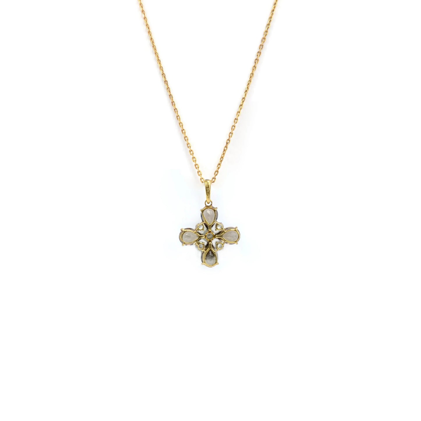 Natural Smoky Quartz Dainty Four Clover Necklace