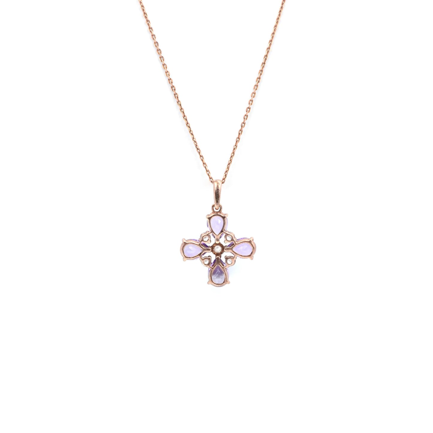 Natural Amethyst Dainty Four Clover Necklace