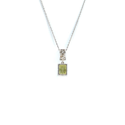 Emerald Cut Lemon Quartz Pendant Necklace