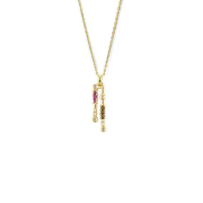 Natural Multistone Bar Drop Necklace Silver