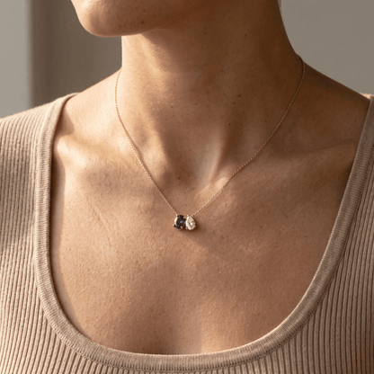 2.95 Cttw Oval Emerald, Ruby, Sapphire and Lab Diamond 14K Yellow Gold Toi et Moi Pendant Necklace