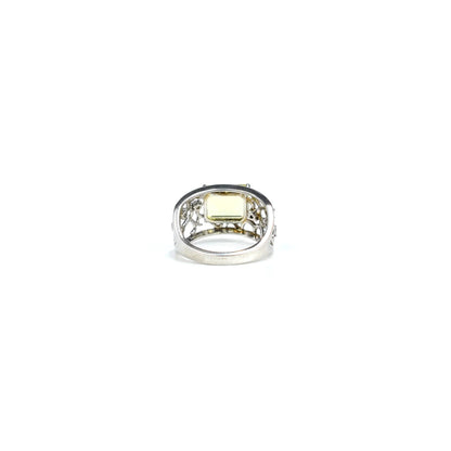 Emerald Cut Lemon Quartz Silver Filigree Ring