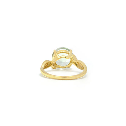 3.11 Ct Round Green Amethyst and White Topaz Prong Silver Bypass Ring