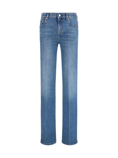 Jeans Flared Stretch Cotton Blue