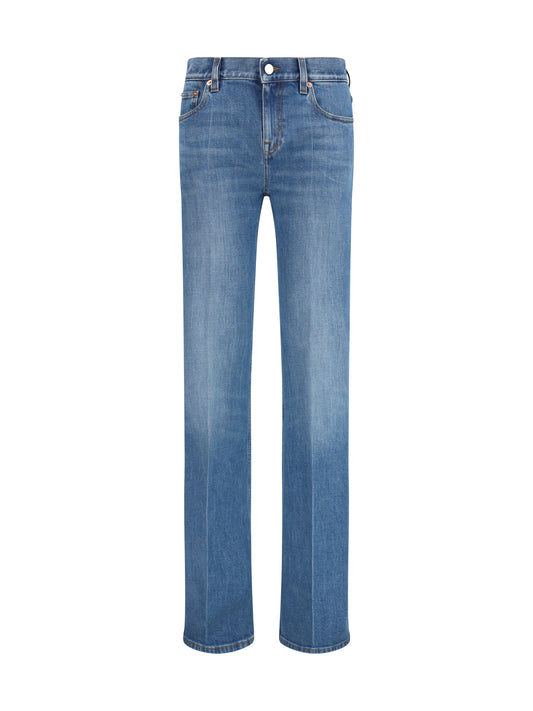 Jeans Flared Stretch Cotton Blue