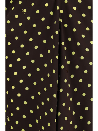 Dress Crepe Polka Dot Sadelle Brown