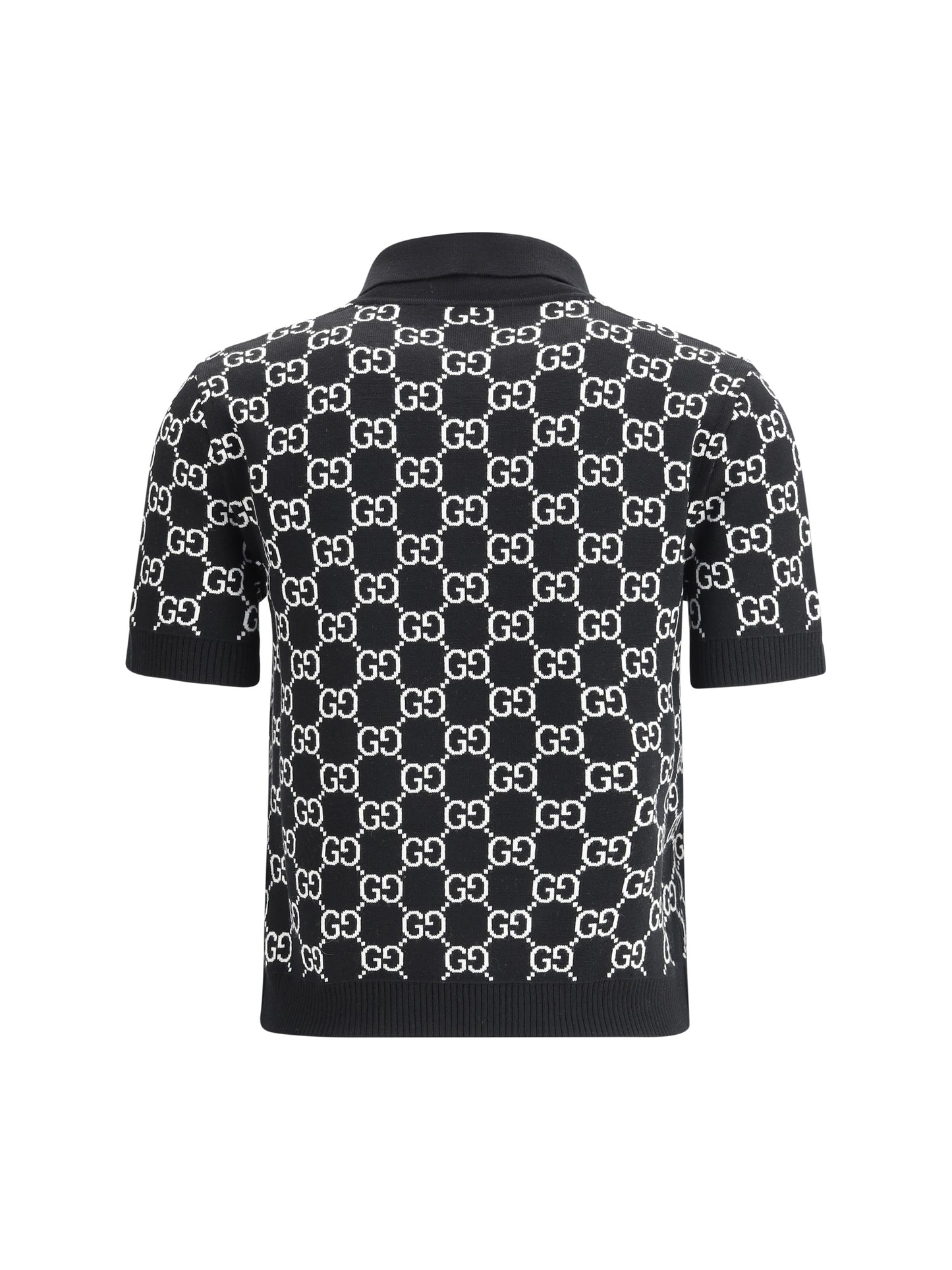Polo Top GG Wool Jacquard Black/White