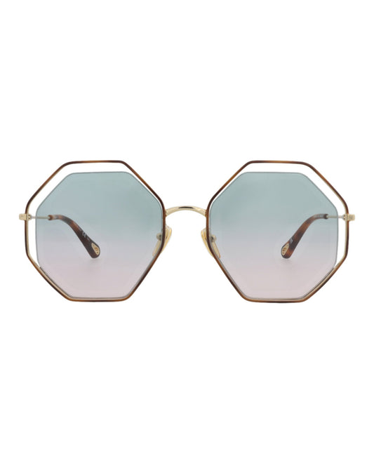 Chloé Square-Frame Metal Sunglasses