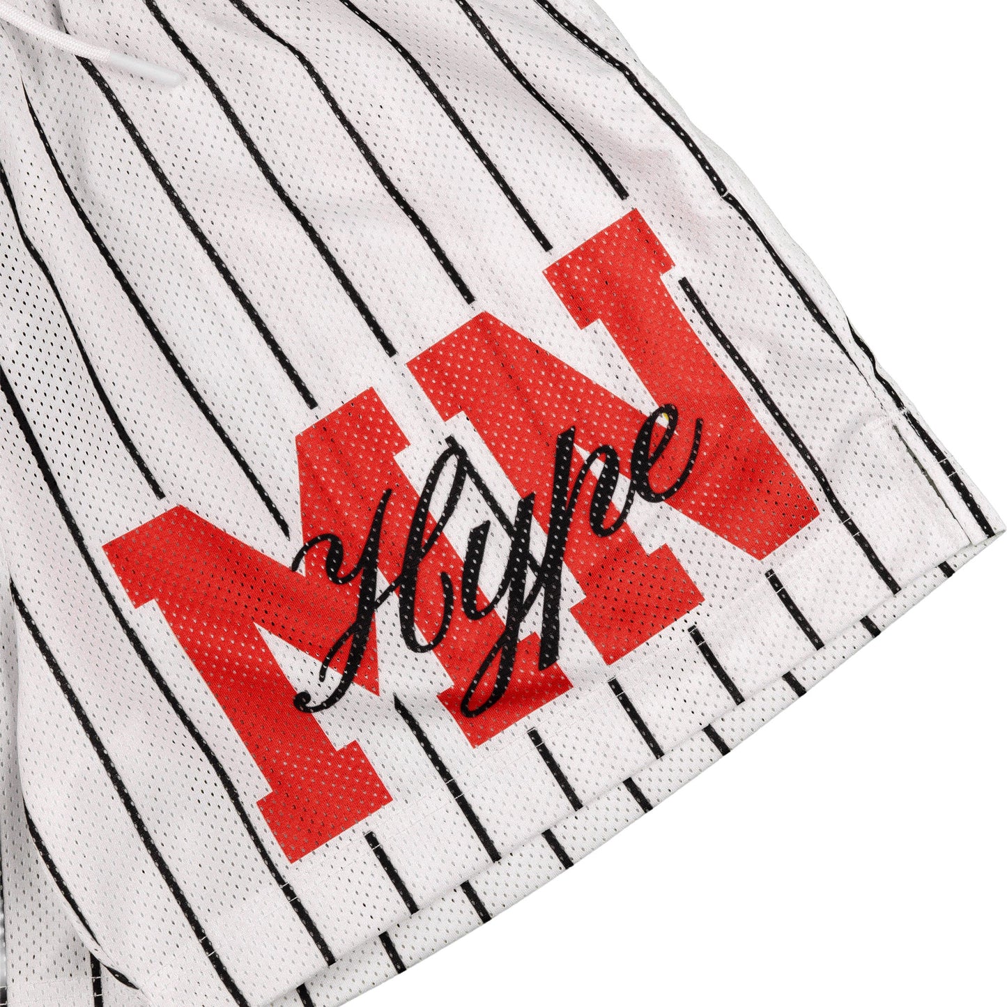 Common Hype Split Pinstripe Mesh Short Ivory
