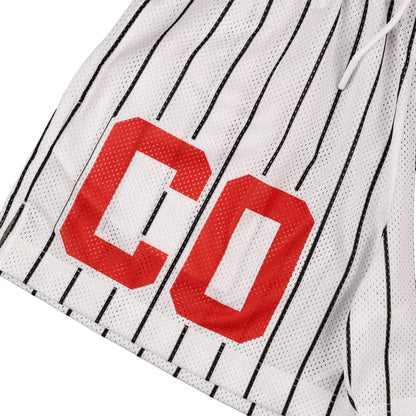 Common Hype Split Pinstripe Mesh Short Ivory