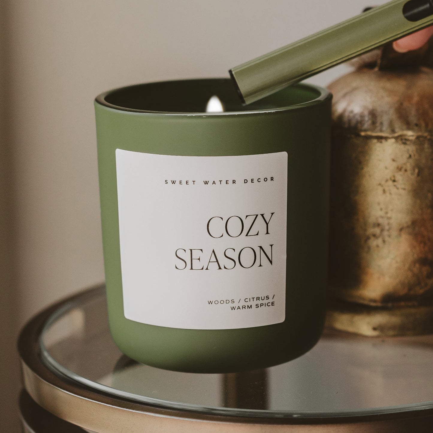 Cozy Season Soy Candle - Olive Matte Jar - 15 oz