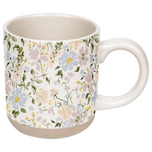 Floral 14 oz Stoneware Coffee Mug
