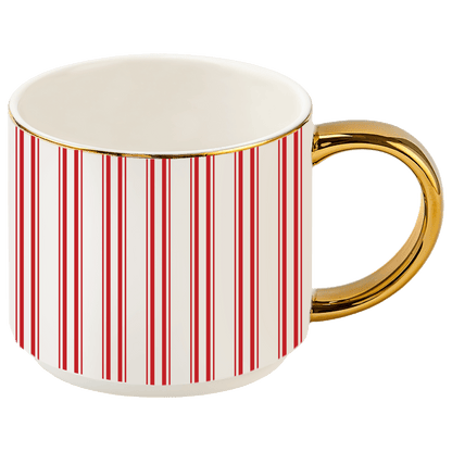 Red Stripe 14 oz Gold Handle Coffee Mug