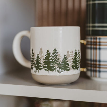 Forest 14 oz Cream Stoneware Coffee Mug