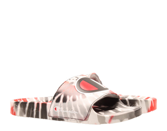 Champion Life IPO Tie Dye Scarlet Big Kids' (GS) Slides — Black/Red/Grey
