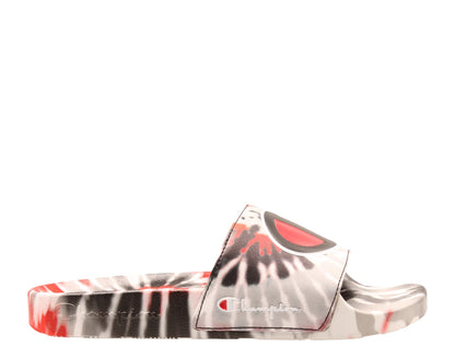 Champion Life IPO Tie Dye Scarlet Big Kids' (GS) Slides — Black/Red/Grey