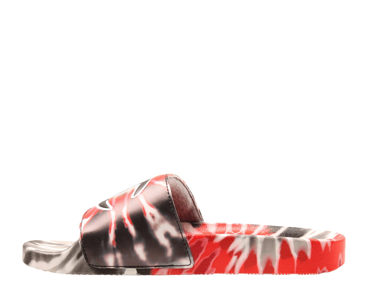 Champion Life IPO Tie Dye Scarlet Big Kids' (GS) Slides — Black/Red/Grey