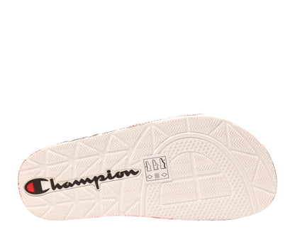Champion Life IPO Tie Dye Scarlet Big Kids' (GS) Slides — Black/Red/Grey