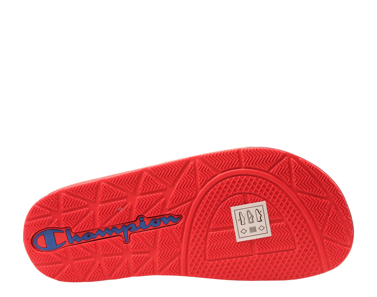 Champion Life IPO Split Big Kids' (GS) Slides — White/Multi/Red/Blue