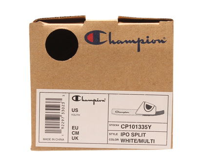 Champion Life IPO Split Big Kids' (GS) Slides — White/Multi/Red/Blue