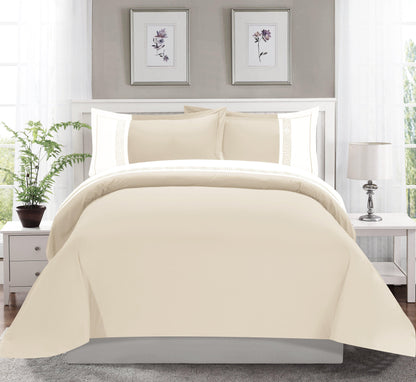Elegant Comfort 3-Piece Greek Embroidered Duvet Cover Set