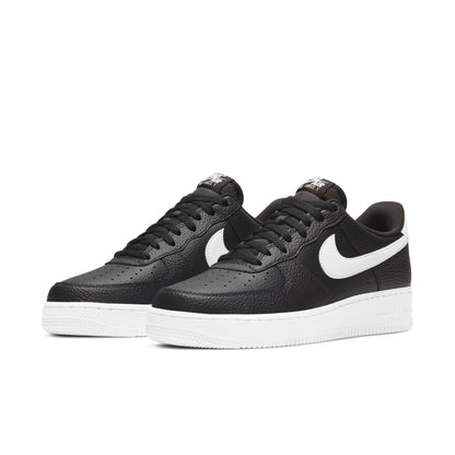 Nike Men's Air Force 1 Low '07 'Black White Pebbled Leather' Sneakers