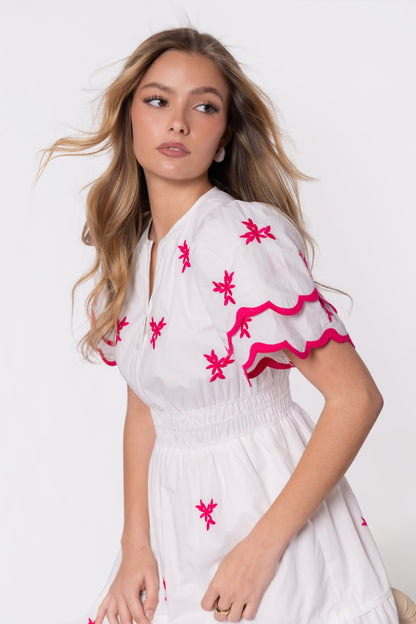 Estelle Dress (White Pink)