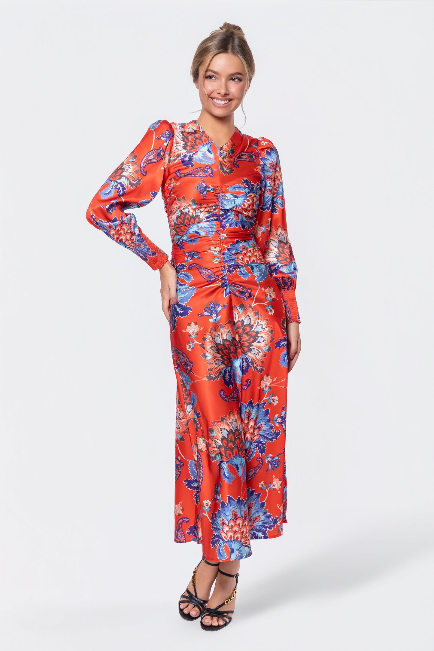 Audrey Dress Long Sleeve (Red/Blue)