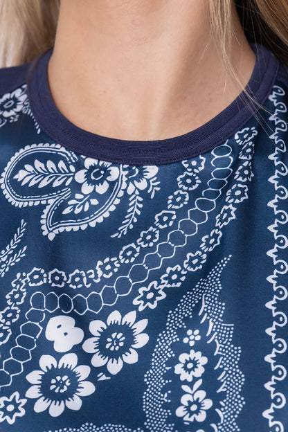 Edie Top (Navy/Navy Pattern)