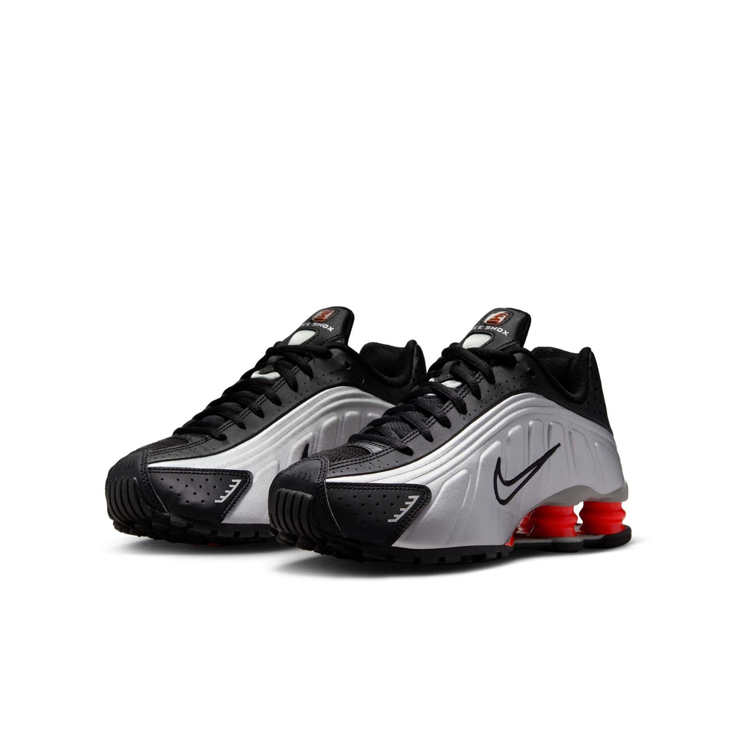 Nike Grade School Shox R4 'Metallic Silver Black Picante Red' Shoes