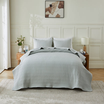 3-Piece Seersucker Textured Quilt & Sham Set
