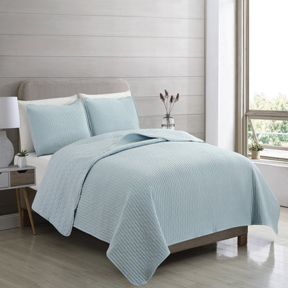 3-Piece Seersucker Textured Quilt & Sham Set