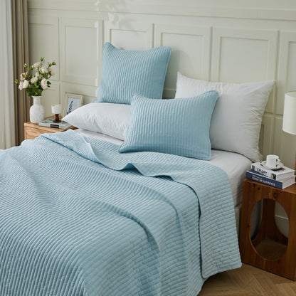 3-Piece Seersucker Textured Quilt & Sham Set