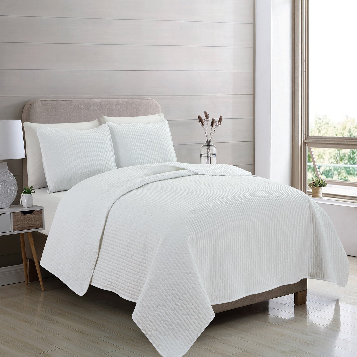 3-Piece Seersucker Textured Quilt & Sham Set