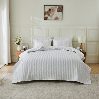 3-Piece Seersucker Textured Quilt & Sham Set